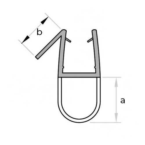 Douchestrip type D plus XL 10mm glasdikte. Onderkant douchedeur/ badwand. Lengte 1000mm. - Afbeelding 3