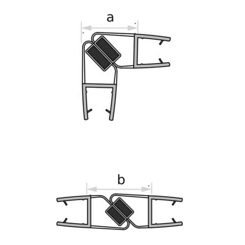 Magneetprofiel wit type 90º / 180º 8mm glasdikte. Zijkant deur/wand. Lengte 2000mm. - Afbeelding 4