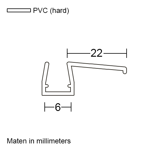 Douchestrip type G 10mm glasdikte. Onderkant douchedeur/ badwand. Lengte 1000mm. - Afbeelding 2