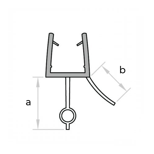 Douchestrip type O plus 10mm. Onderkant douchedeur/ badwand. Lengte 1000mm. - Afbeelding 2