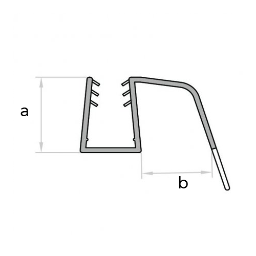 Douchestrip type G plus 10mm. Onderkant douchedeur/ badwand. Lengte 1000mm. - Afbeelding 2